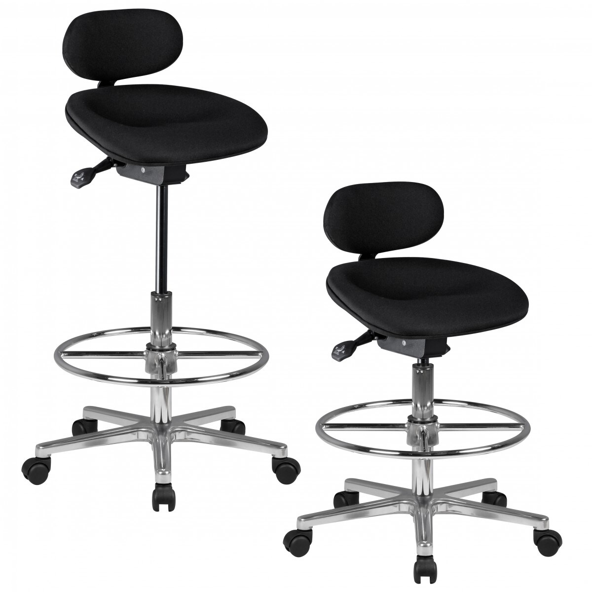 KADIMA DESIGN Modena Arbeitsstuhl: Höhenverstellbare Sitzfläche/Rückenlehne, PU-Formschaum, Aluminium-Fußkreuz, drehbar, 100.000 Scheuertouren Stoff.