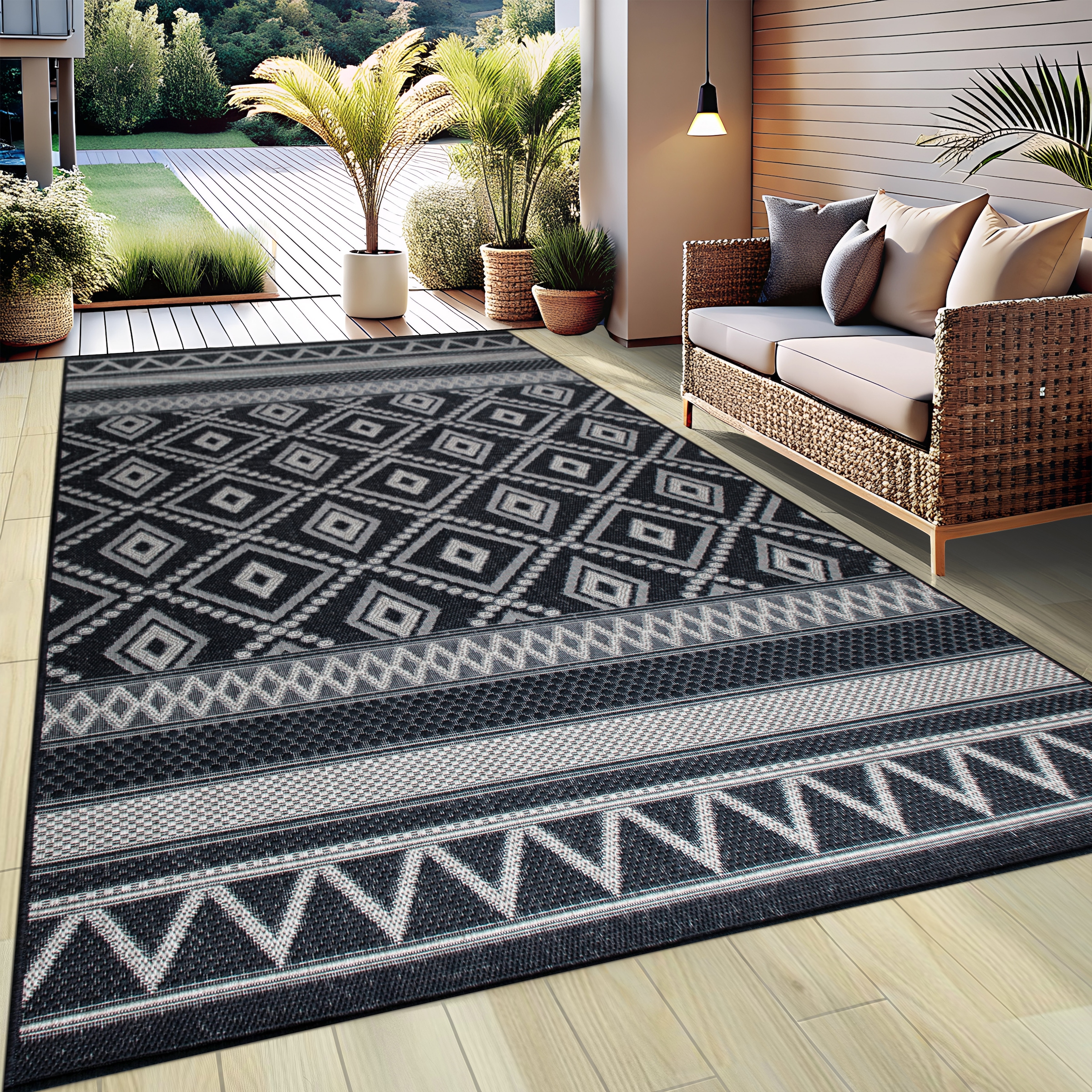 my home Teppich »Toronto auch als Läufer erhältlich« rechteckig 3 mm Höhe In- und Outdoor geeignet, Sisal-Optik, Wetterfest & UV-beständig, Boho