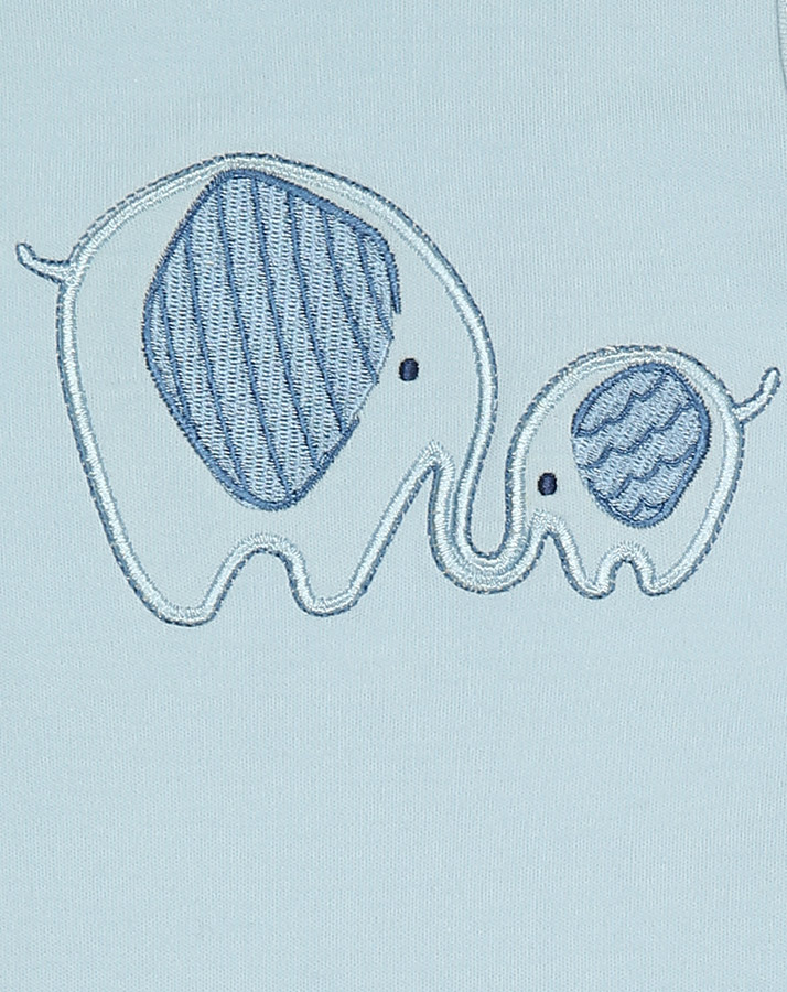 Strampler ELEFANTEN mit Langarmshirt in hellblau/weiß