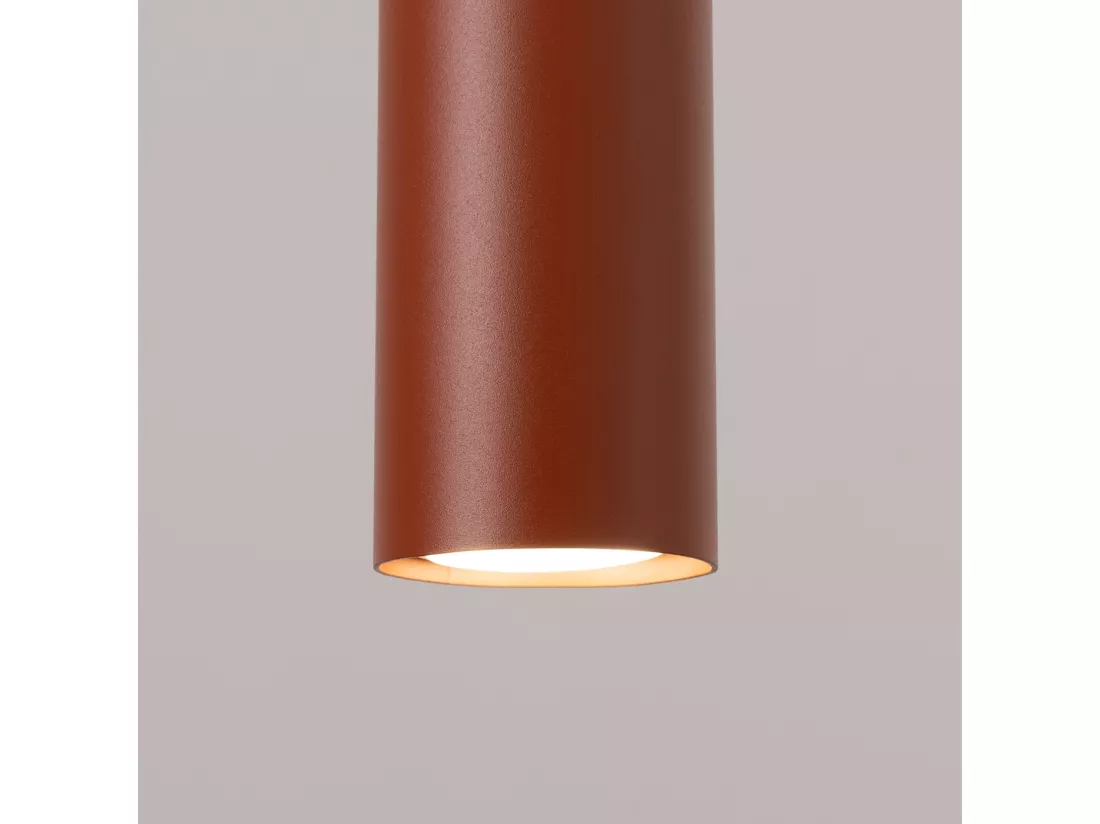 Lampe à suspension Lagos grenier en acier - 2 sources lumineuses - L.30 x H.105 cm - ocre rouge