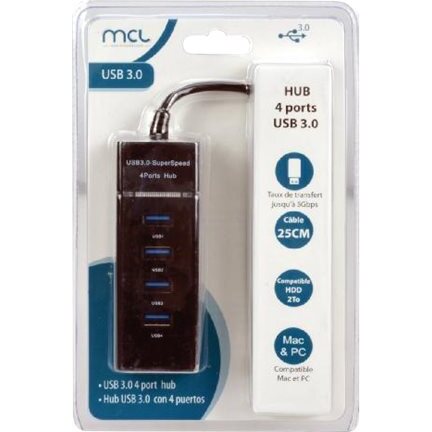 MCL USB3-M104B/N hub & concentrateur USB 3.2 Gen 1 (3.1 Gen 1) Type-A 5000 Mbit/s Noir