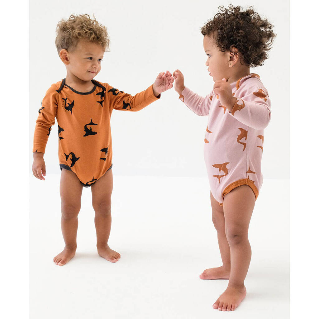 Wildfish romper met all over print lichtroze/bruin