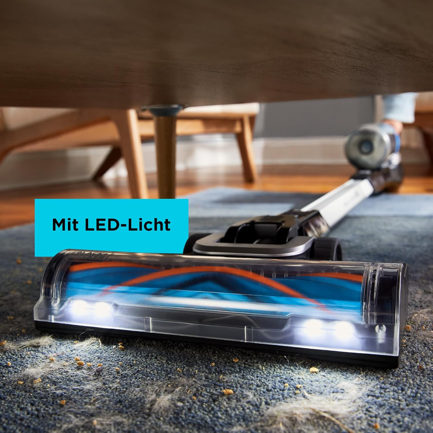 BLACK+DECKER POWERSERIES Extreme MAX Akku-Stielstaubsauger (18V, 2.0Ah, beutelloser 4in1 Boden- & Handstaubsauger, kabellos, mit Elektrobürste & LED-Licht, inkl. Zubehör, Akku & Ladegerät) BHFEB520D1