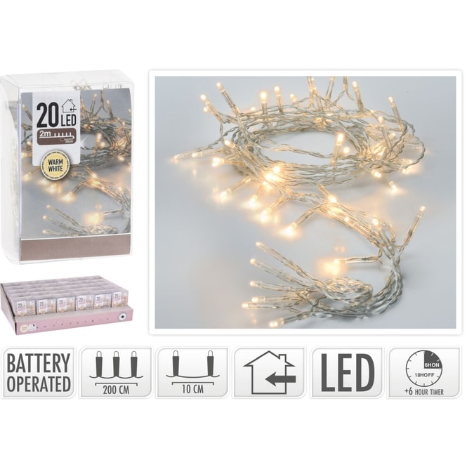 20er LED-Lichterkette - 2 m - warmweiß