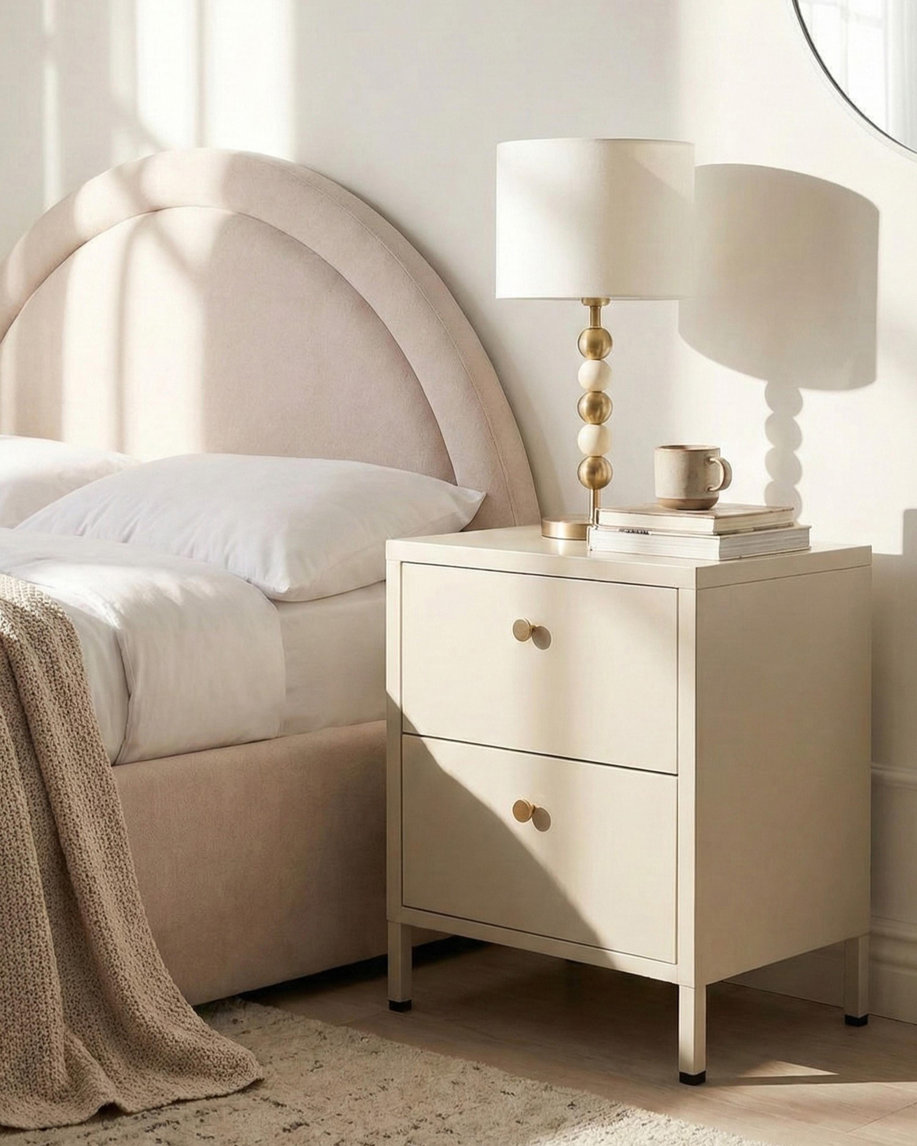 Nachtkastje met 2 lades KYLEA Metaal Beige