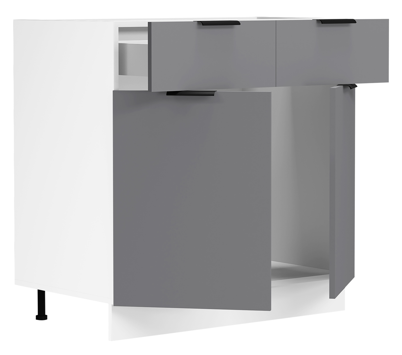 Unterschrank FASOLA - weiß-anthrazit - 2 Schubkästen - 80 cm