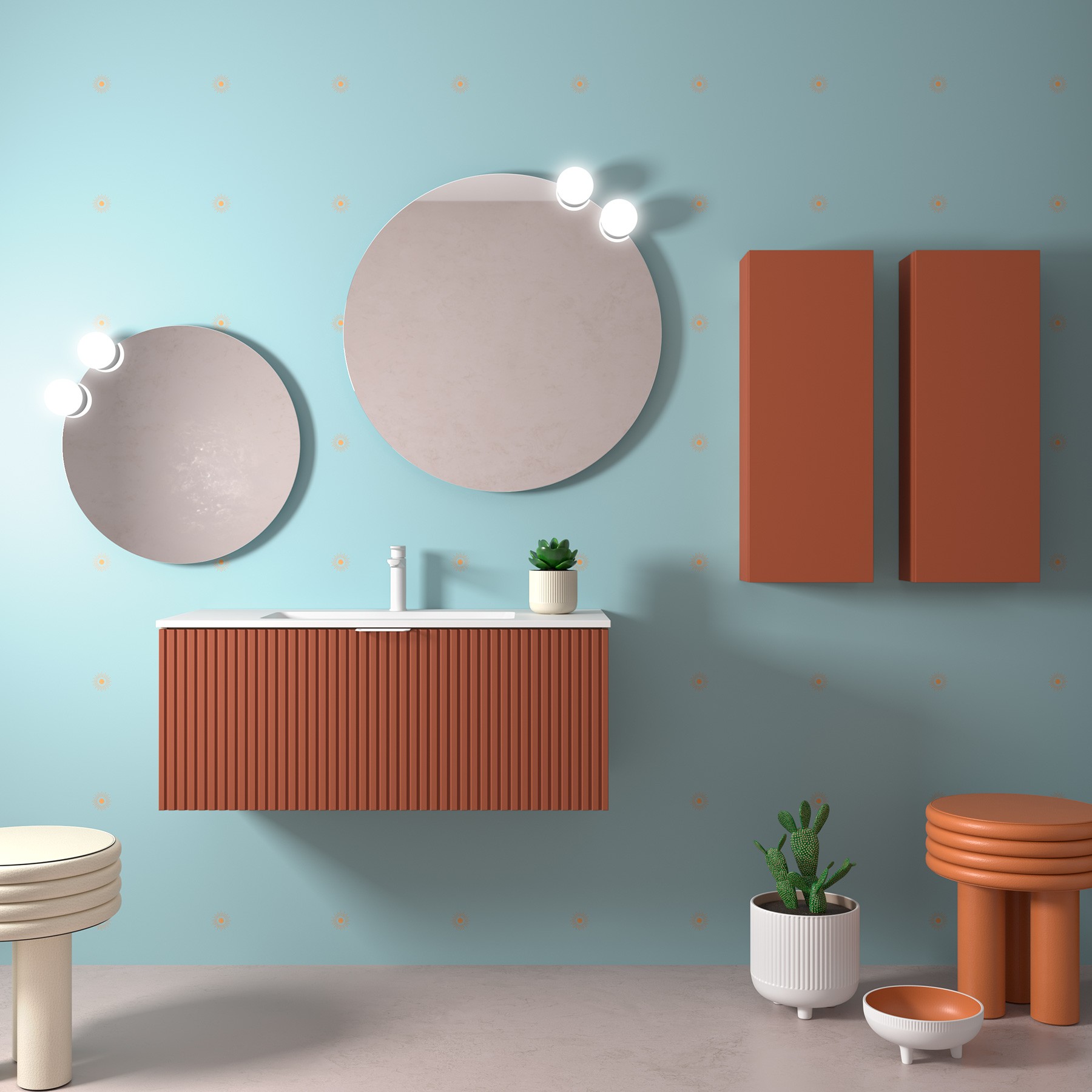 Muebles Raya onderkast ribbelfront 100cm met 1 softclose lade terracotta