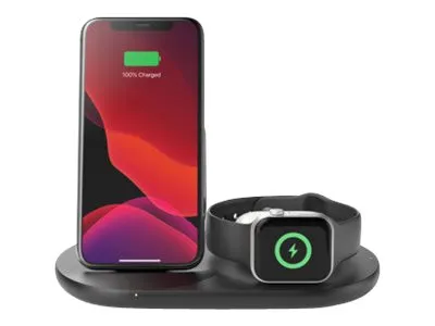 Belkin BoostCharge - Trådløs opladningsstander - 7.5 Watt - sort - for Apple AirPods; AirPods Pro; iPhone 11, 12, 7, 8, SE, X, XR, XS, XS Max; Watch