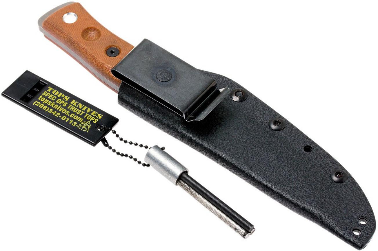 TOPS Knives B.O.B. Fieldcraft 154CM Tan Canvas Micarta BROS-154-TC