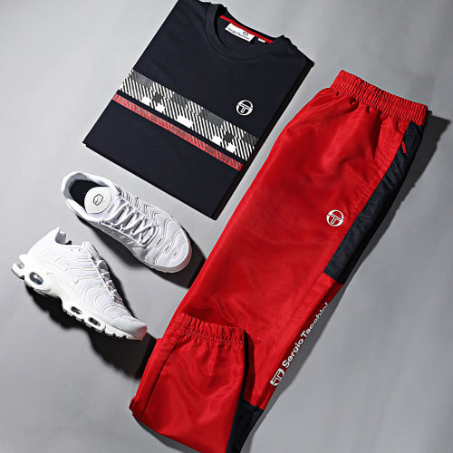 Pantalon Jogging A Bandes Abita 39145 Rouge Bleu Marine