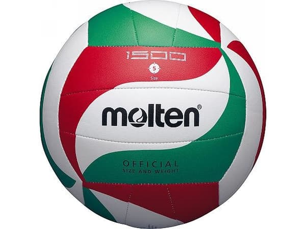 Molten V5M1500, Hvit, Lær, Syntetisk, 18-panel ball, Inne & Ute, Red, Green, Black, Mønster