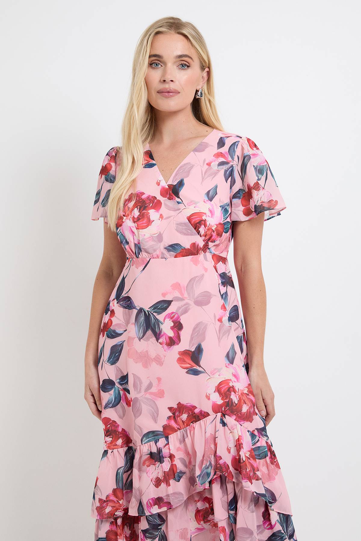 Wallis Robe Midi Petite À Volants Et Imprimé Floral