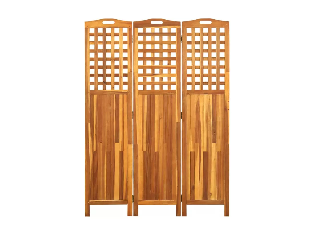 Cloison de séparation 3 panneaux 121x2x170 cm Bois d'acacia
