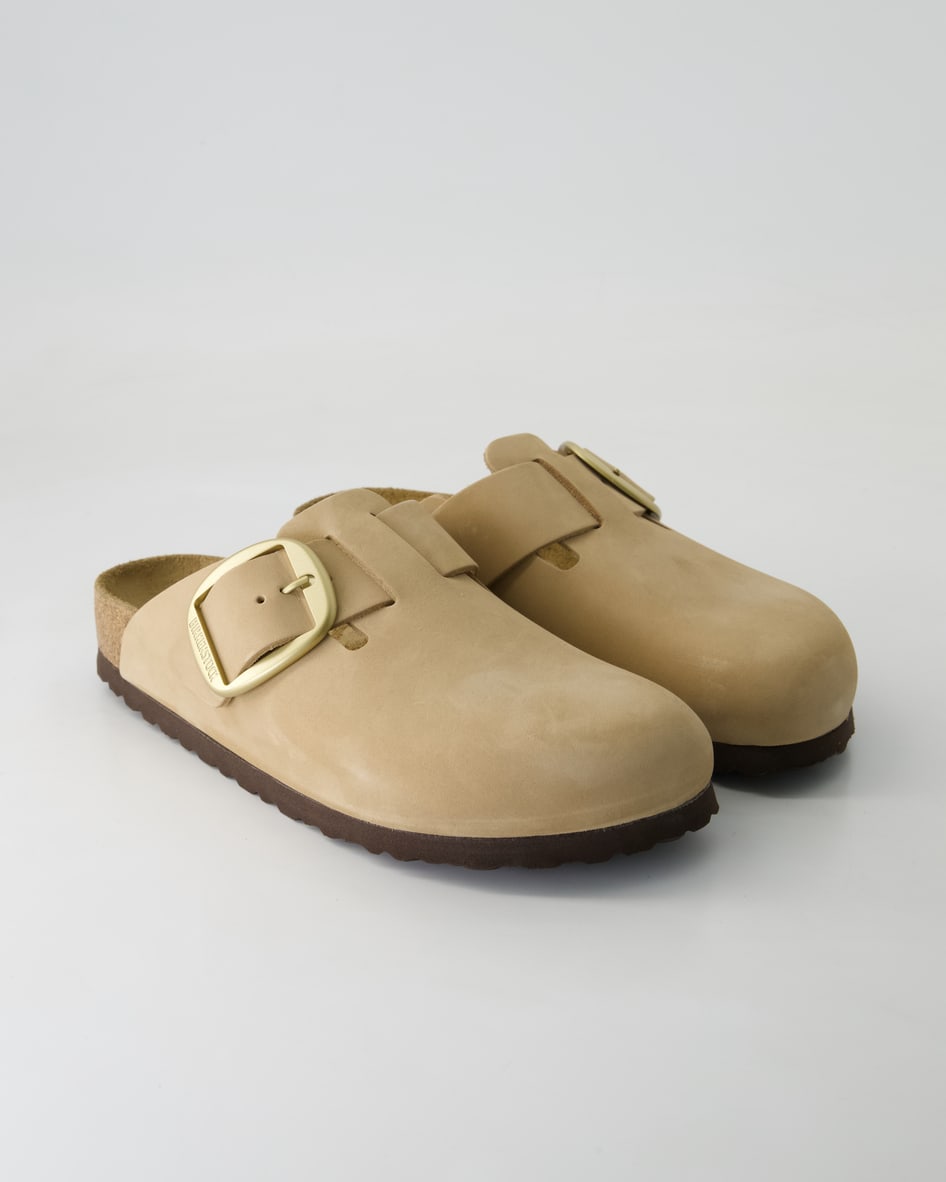 Birkenstock Boston Big Buckle Pantoletten in Beige