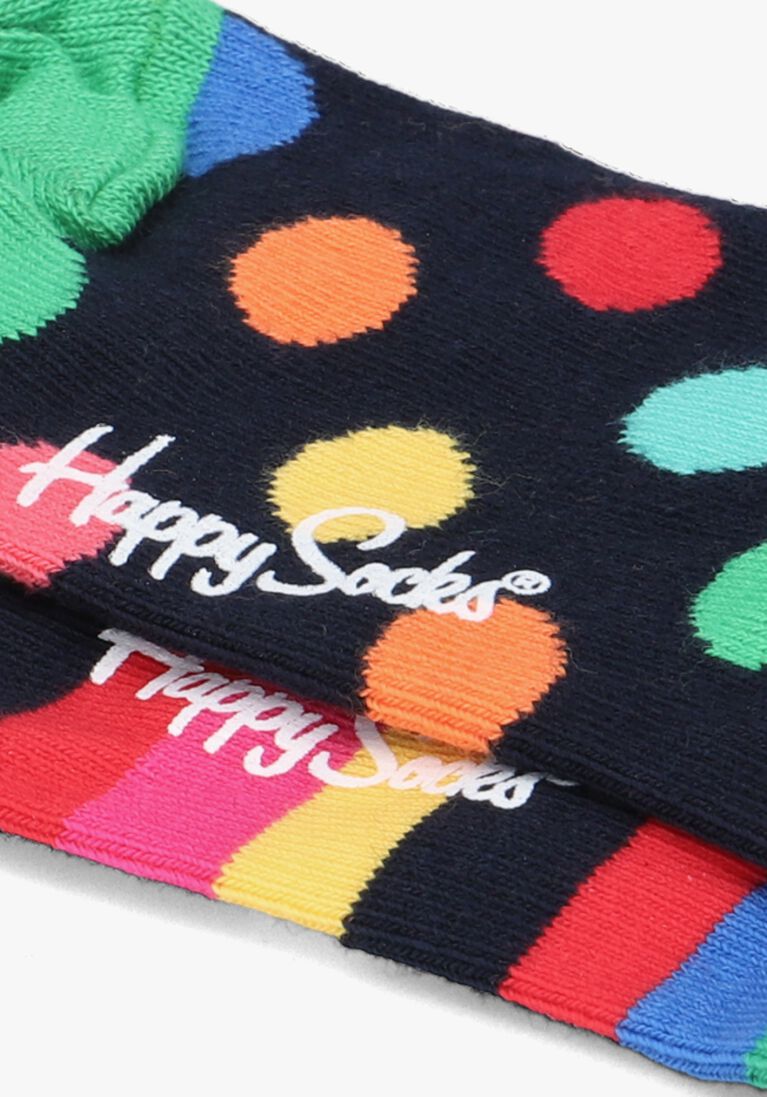 HAPPY SOCKS zwarte happy socks sokken 2-pack stripe
