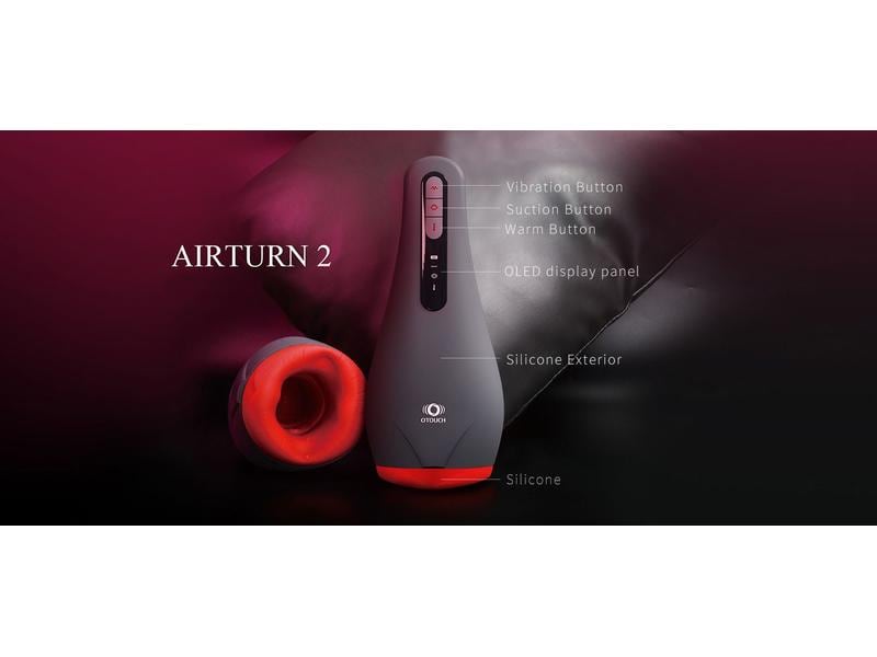 Otouch Masturbator Airturn 2 schwarz Hochwertiges Sextoy mit Wärmefunktion für den Mann