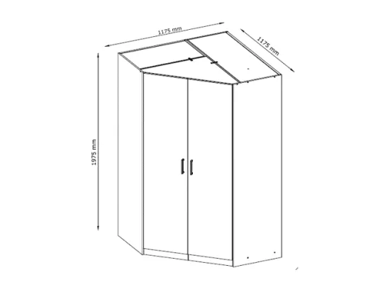 Armoire d'angle 2 portes - L117 cm - Blanc + Réhausse - BELOMY