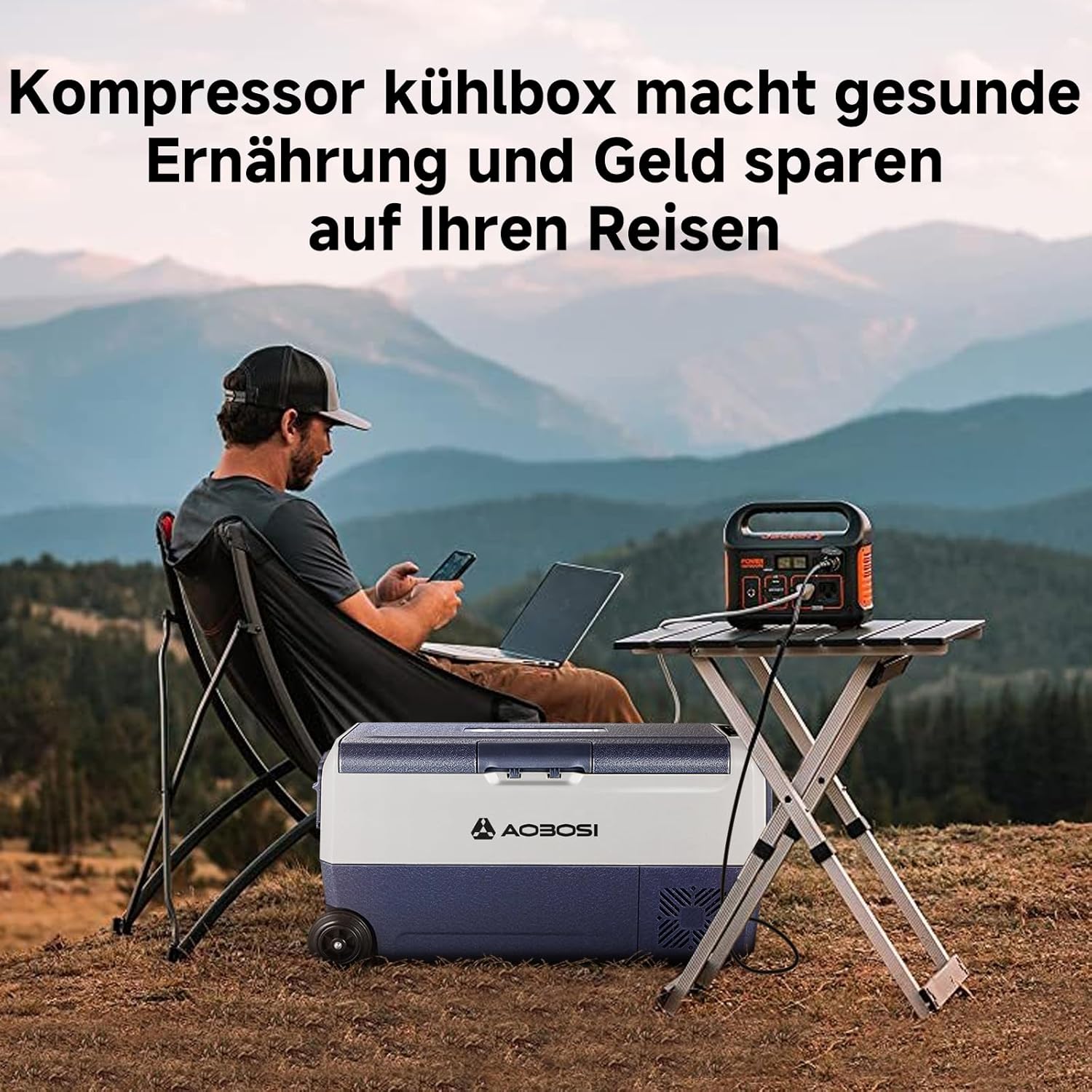 AAOBOSI Kompressor Kühlbox 36 L, Kühlbox Auto Mit APP-Steuerung, 12/24 V und 100-240 V Camping Kühlschrank, bis -20 °C für Auto, LKW, Boot, Reisemobil, Camping, Dual Zone und Zwei Temperaturen