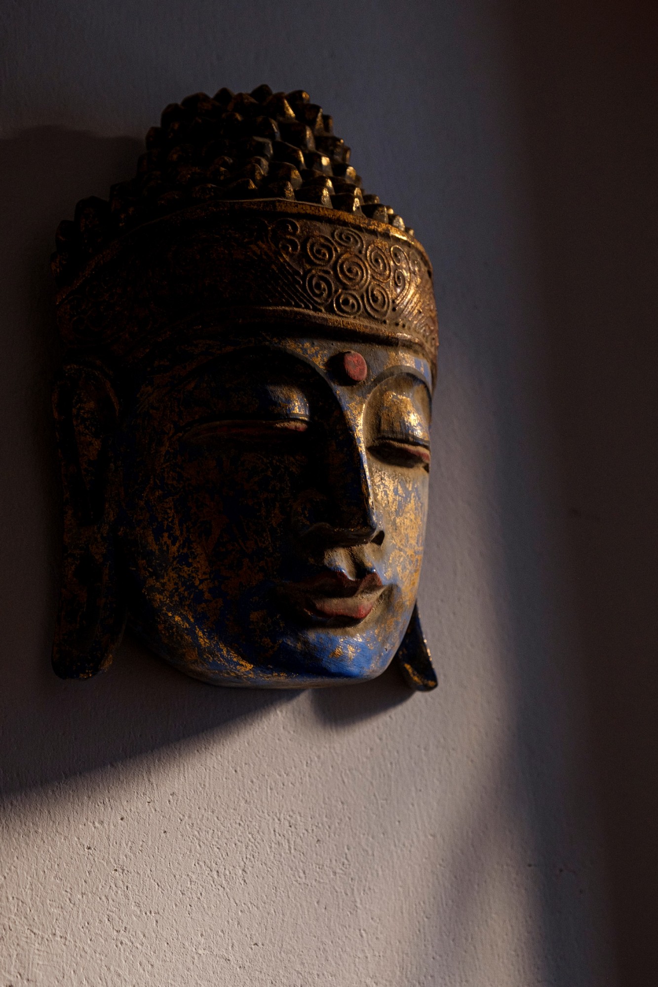 Buddha-Maske, blau, H 32 cm, B 22 cm, T 10 cm von fischer's lagerhaus