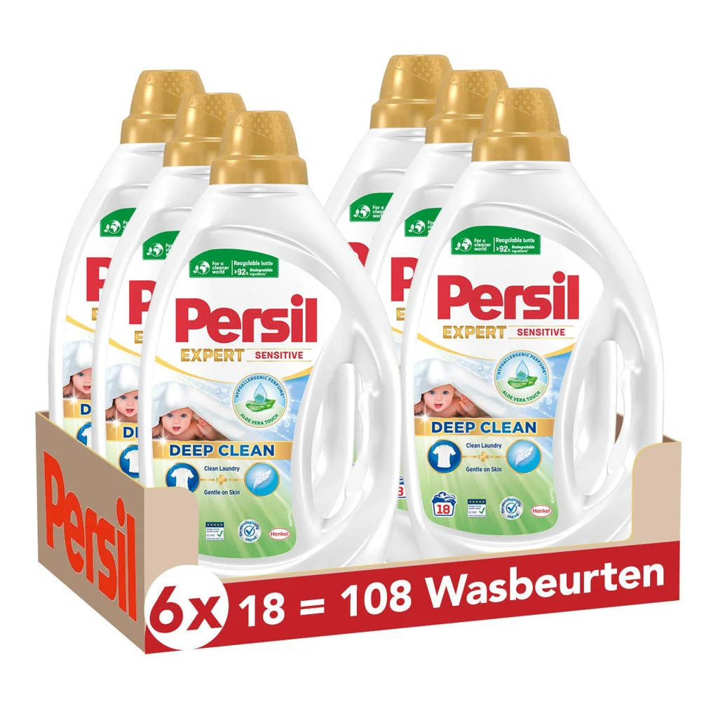 Fijn wasmiddelSensitive Gel wasmiddel - voordeelverpakking - 6 x 18 wasbeurten - 108 wasbeurten