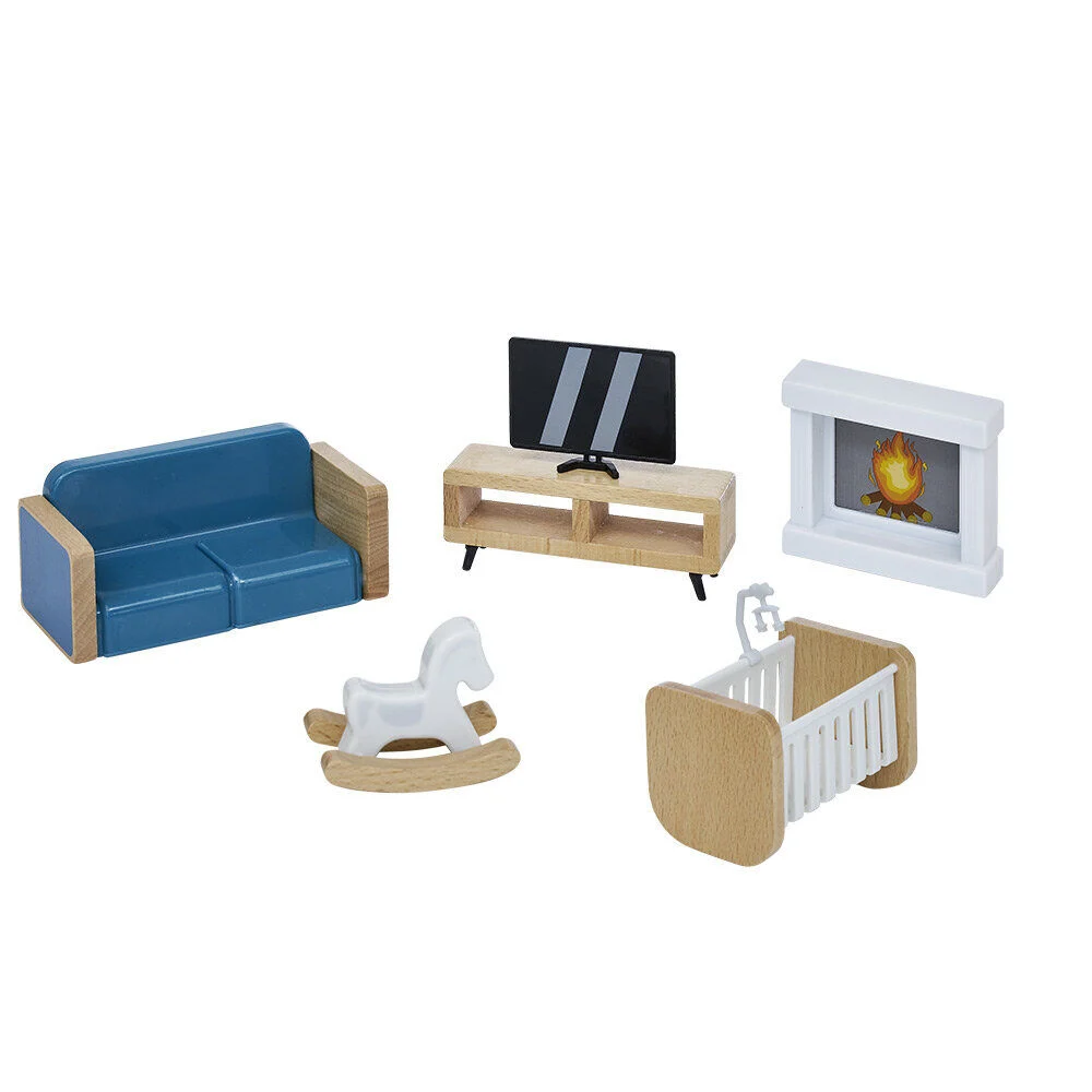 Accessoires salon maison de poupée bois x6