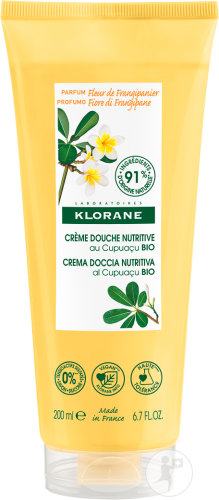 Klorane Cupuaçu Bio Crème De Douche Nutritive À La Fleur De Frangipanier Nettoie & Hydrate 200ml