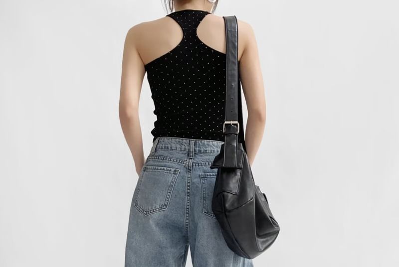 Haneliz - Hoge taille effen wijde jeans