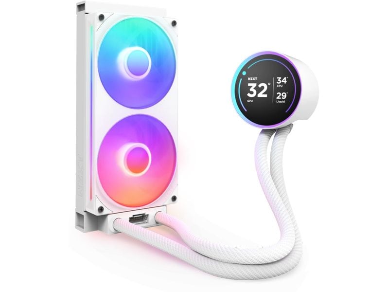 NZXT Wasserkühlung Kraken Elite 240 RGB Weiss Wasserkühler für Intel und AMD Prozessorsockel mit LCD-Display und leuchtenden, leisen RGB-Lüftern