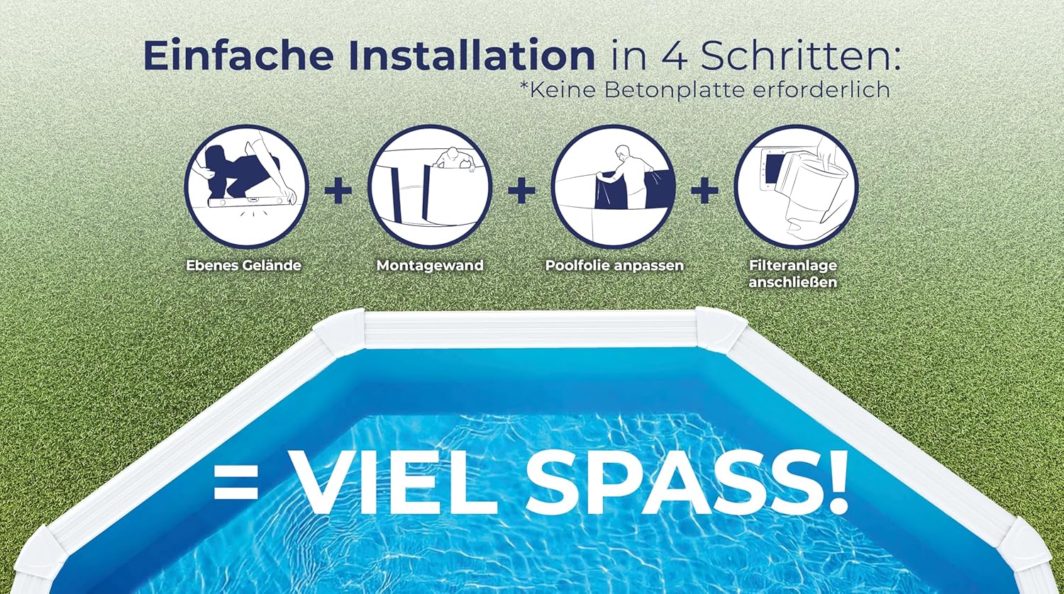 Gre Pool KIT610ECO Fidji - Aufstellpool aus Stahl, oval, mit weißes Aussehen. Abnehmbare Gartenpool. 610 x 375 x 120 cm