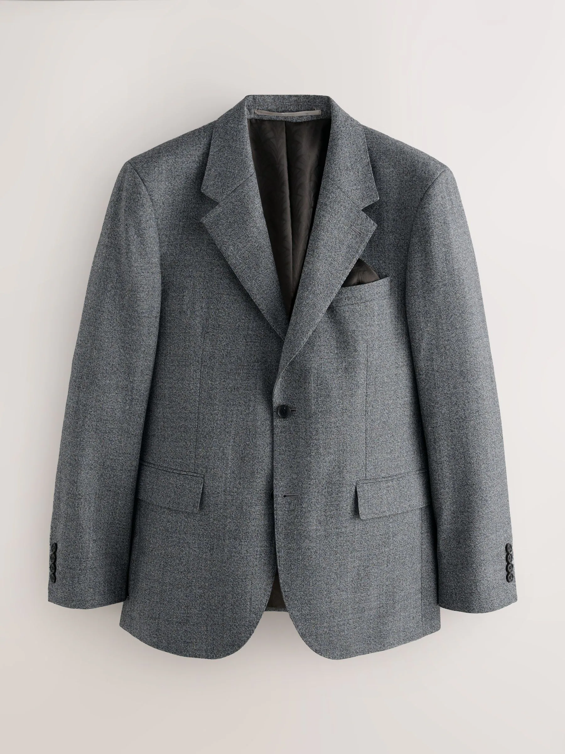 Grijs - Tailored Fit Merino Wool Blend Suit Jacket