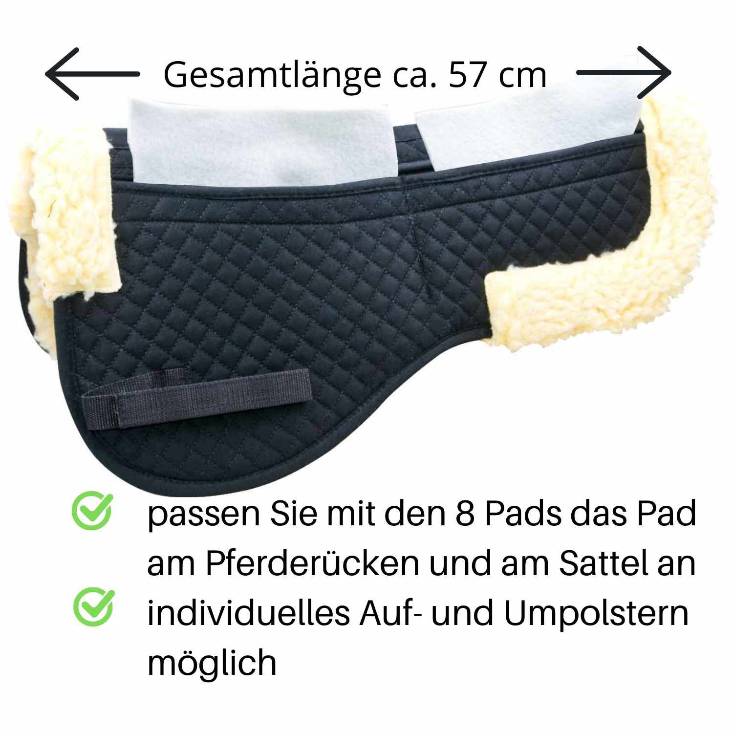 AMKA Korrektur Sattelpad mit 4 Taschen und Filzeinlagen Kunstfellrand