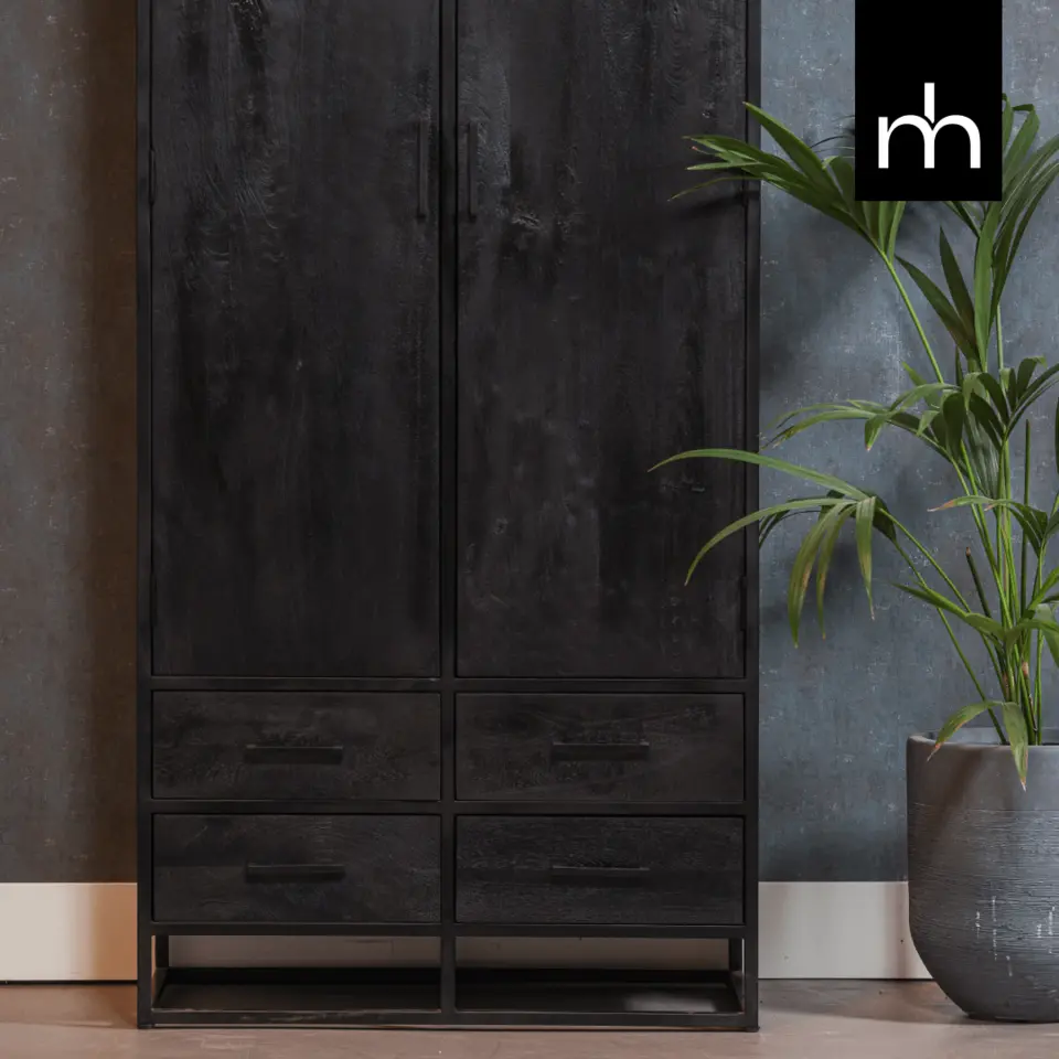 Mangohoutonline - Kast Florence 90cm Rechthoekig - Zwart - Mahom