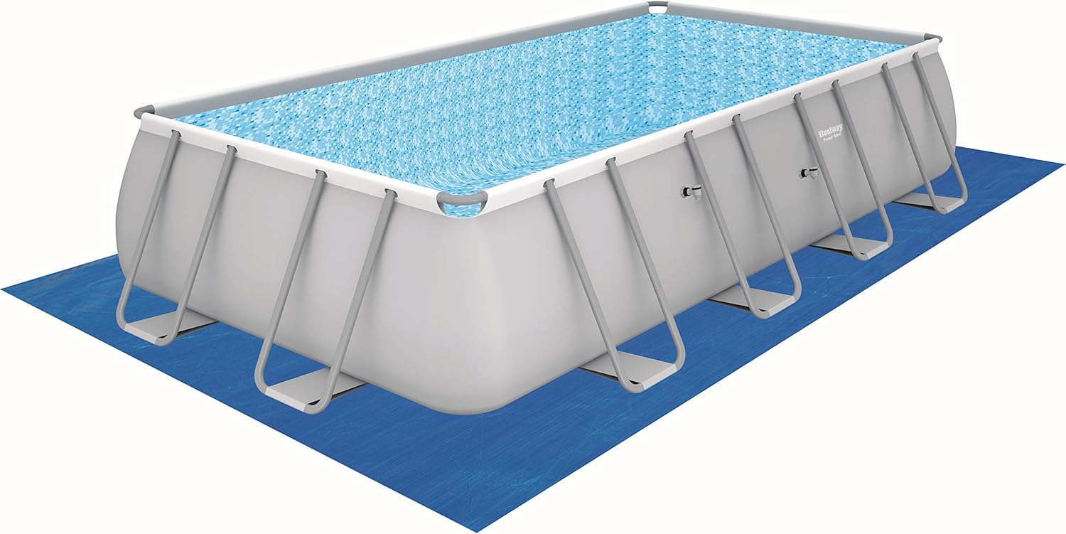 BESTWAY Power Steel Rectangular Pool Set 549x274x122 cm, Stahlrahmenpool-Set mit Sandfilteranlage und Zubehör