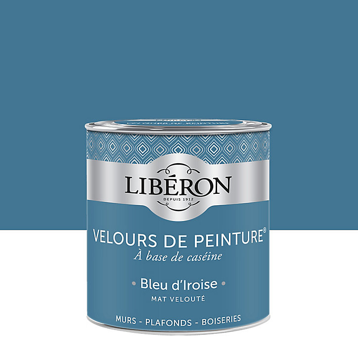 Peinture murs, plafonds et boiseries Velours de peinture bleu d'iroise Libéron 0,5L