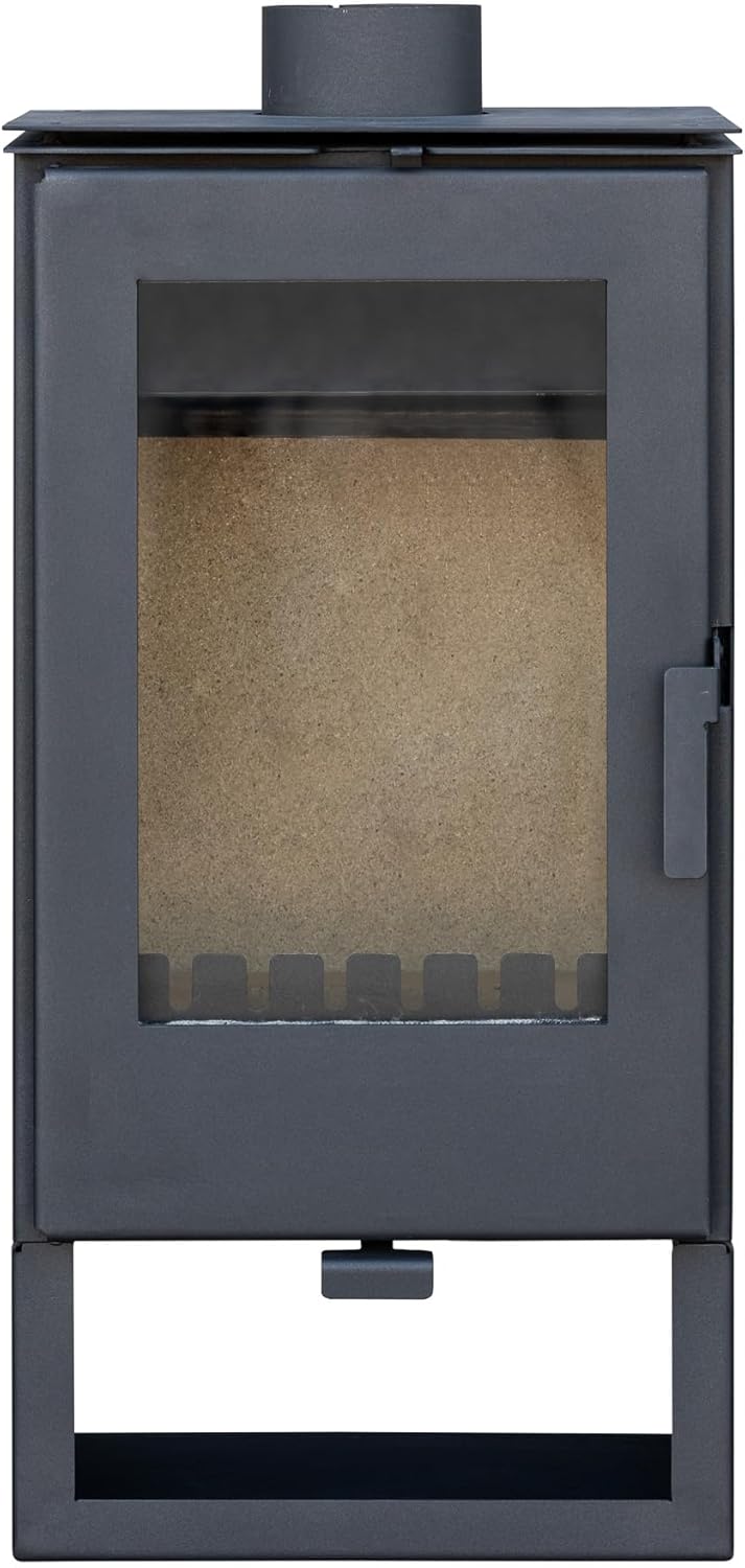 Kaminofen holzofen ALAZ K8M Schwarz 9 kW, Kamin Heizofen Dauerbrandofen Holzofen, Кaminholz Hüttenofen, Кaminfeuer, Briketts Kamin, Fireplace Wood
