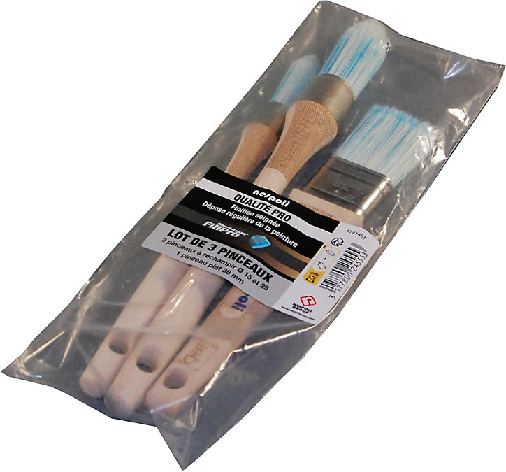 Kit de 3 pinceaux fillpro aqua Nespoli ronds 15/25 mm - plat 38 mm