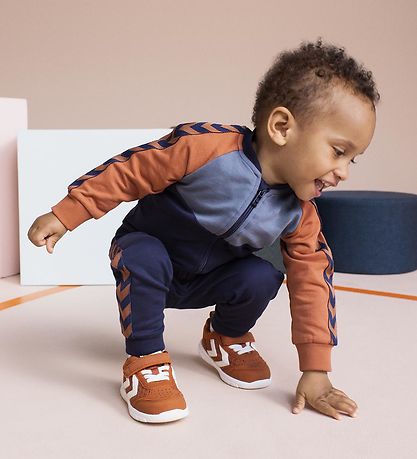 Hummel Cardigan - hmlPuk - Blåck Iris m. Brun/Støvet bl?