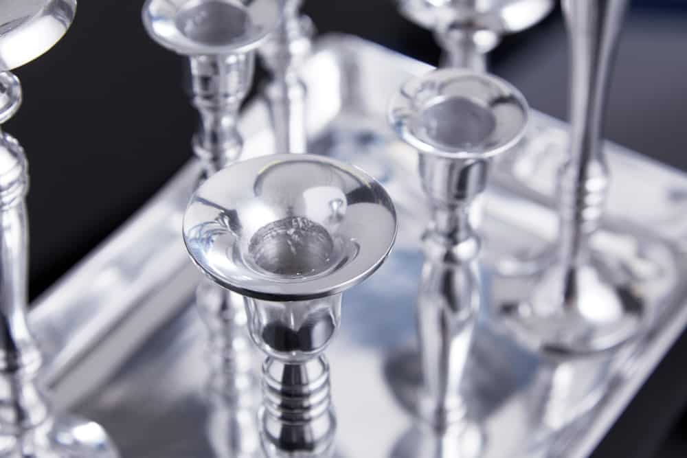 Kerzenständer MODERN BAROCK 30cm 7-flammig silber Aluminium poliert Kerzenhalter Deko-Platte