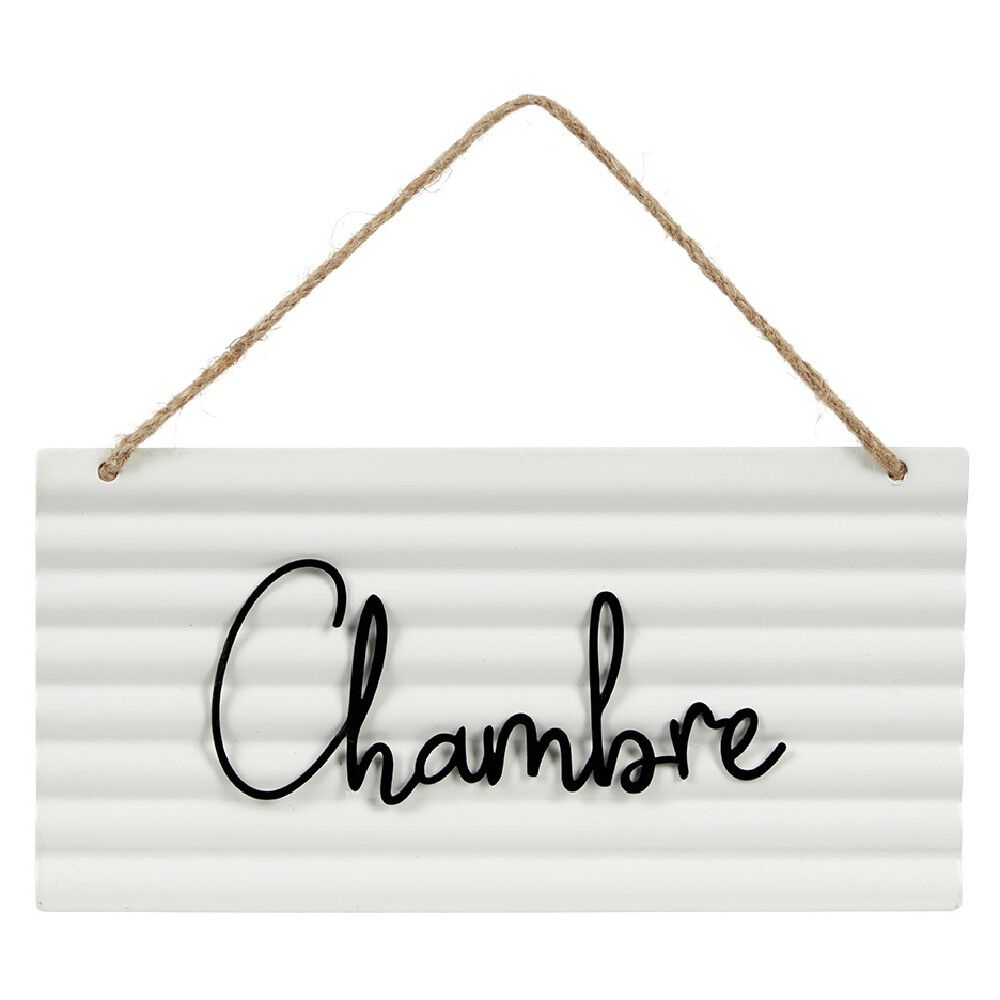 Pancarte décorative pièces de la maison en métal blanc