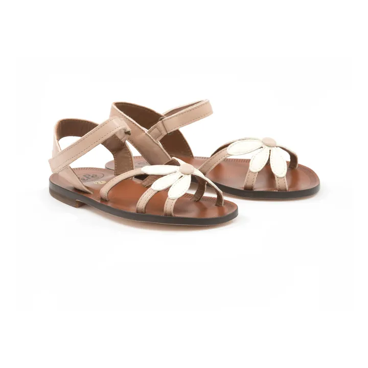 Pèpè Sandales Scratchs Fleurs | Taupe