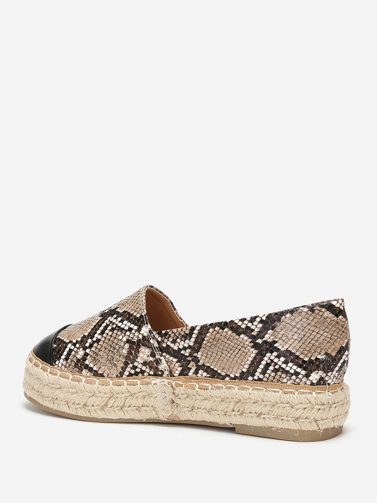 Espadrilles effet python à plateforme- Beige