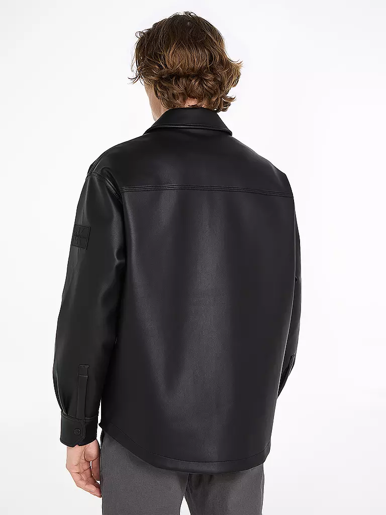 CALVIN KLEIN JEANS Overshirt in Lederoptik schwarz