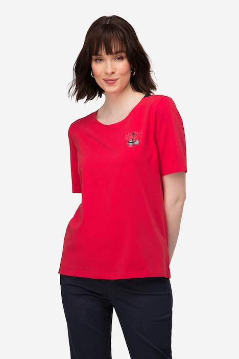 T-Shirt, U-Boot-Ausschnitt mit seitlichen Einsätzen, Halbarm