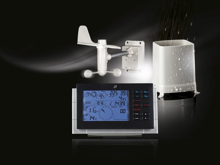 Weerstation met radio en wind- en regenmeter