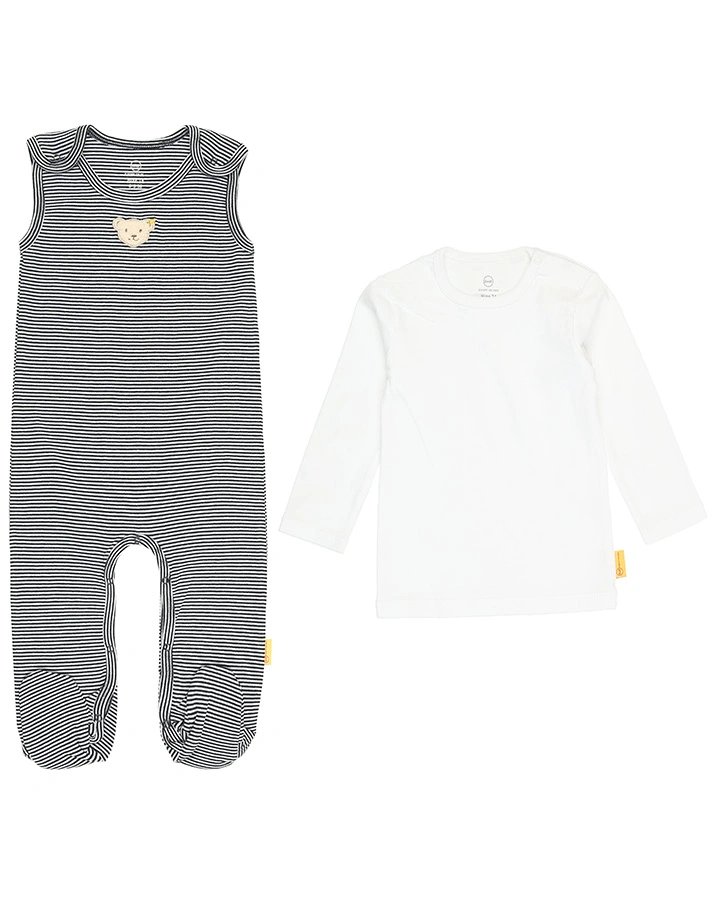 Strampler BASIC mit Langarmshirt in navy/weiß