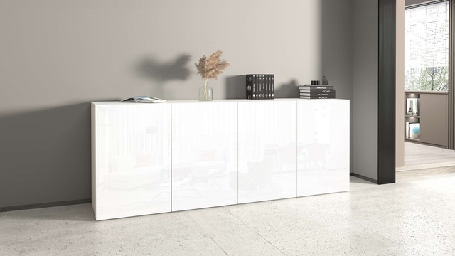 INOSIGN Sideboard »Egypt, Kommode, Schrank, Kredenz,  grifflos« 4 Türen, Fronten Hochglanz lackiert, Breite 180