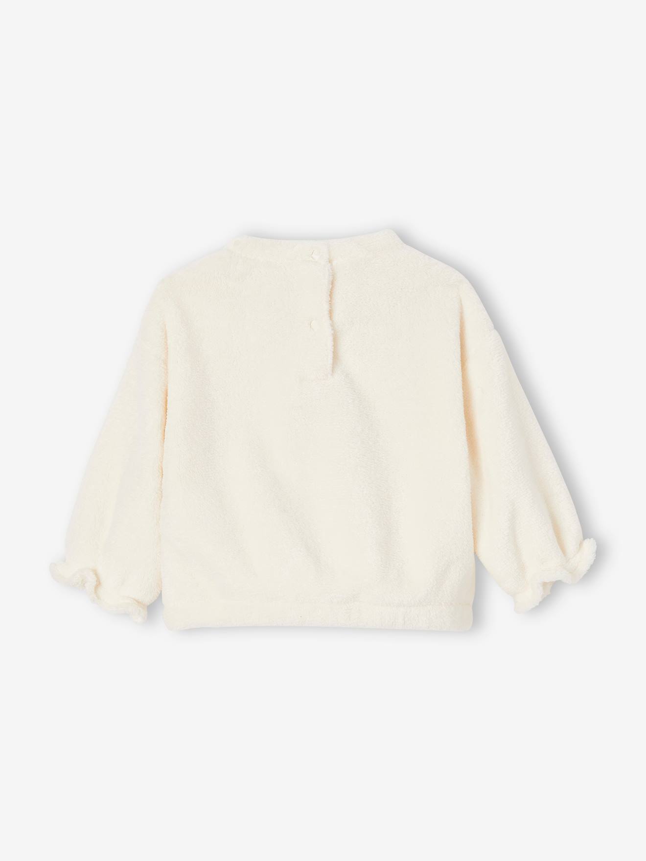 Moletom de pele sintética com estampa de rena para bebê, cor off-white