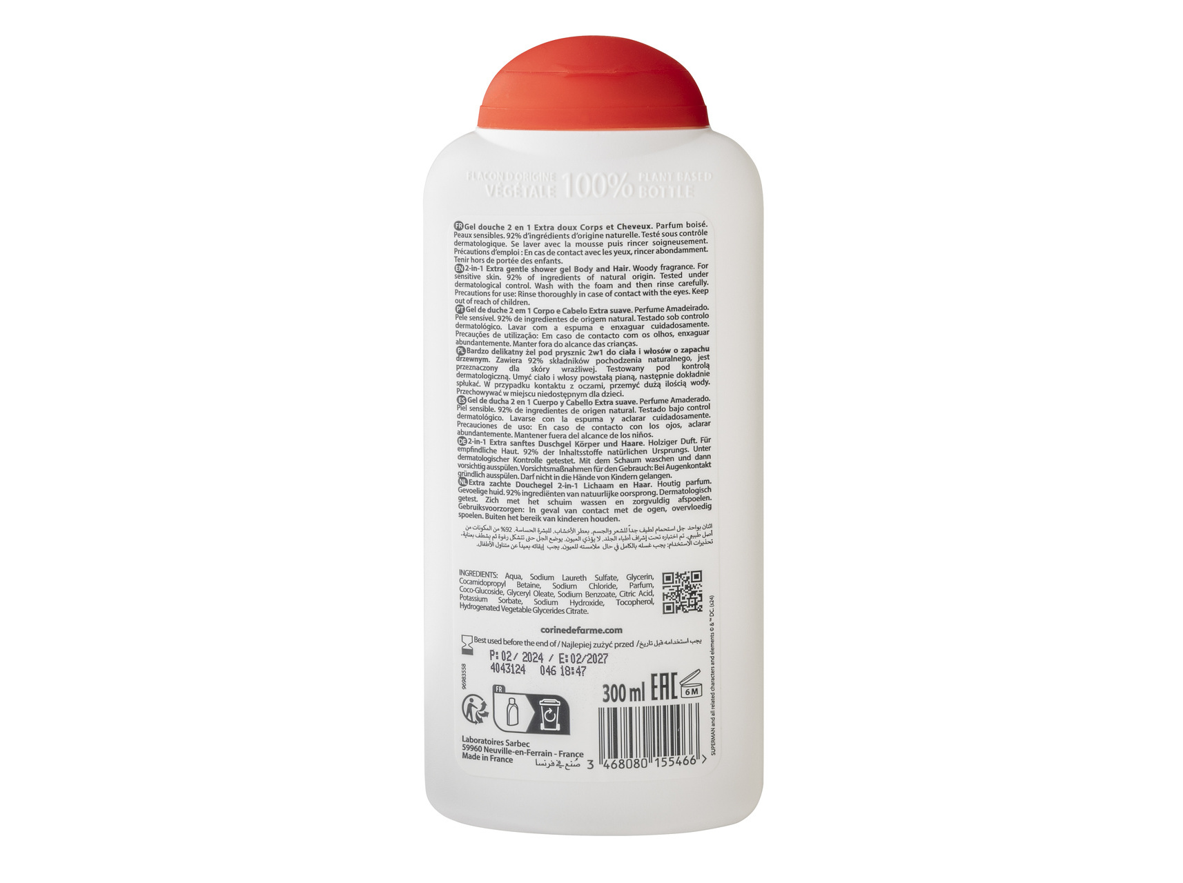 GEL DE DUCHE CORINE DE FARME 2 EM 1 SUPER HOMEM 300 ML
