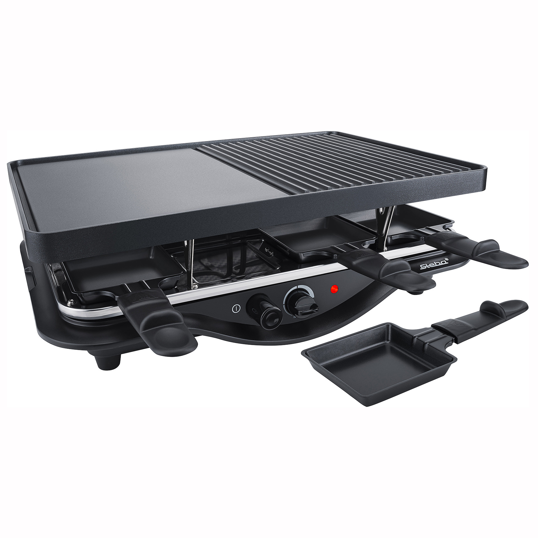 STEBA Guss-Raclette - schwarz - 8 Pfännchen
