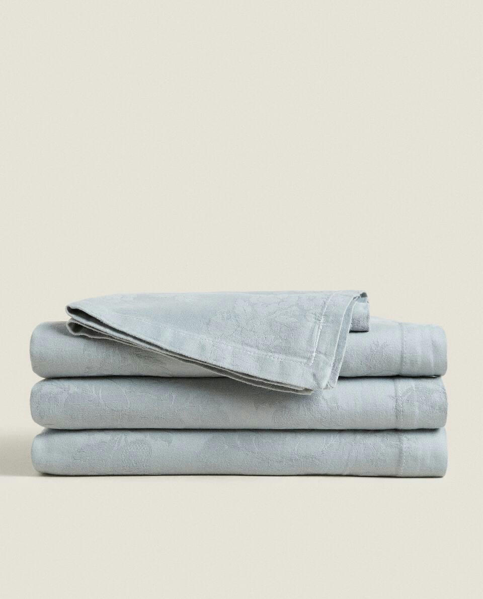 TOALHA DE MESA FLORAL JACQUARD
